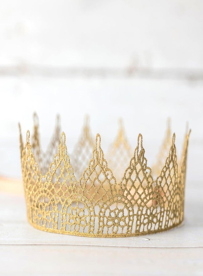 Lamantery Golden Lace Crown With Ribbon for Birthday Party Queen Theme Party Headband Crown - Image 2